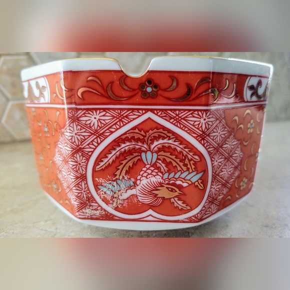 VTG Toyo Japan Hand Painted Gold Bird Ashtray - Picture 4 of 7